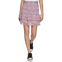 Karl Lagerfeld Paris Womens Chiffon Smocked Mini Skirt Purple M