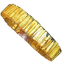 Natural Gold Rutilated Quartz Crystal Rectangle Beads Bracelet Wealthy 13x6mm AAAAA