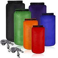 6 Pieces Waterproof Dry Bag Set Dry Sacks Lightweight Airtight Combo Set with 20 L 15 L 10 L 8 L 5 L 3 L Sacks and Long Adjustable Shoulder Strap for Kayaking Boating Hiking Camping (Multi Colors)