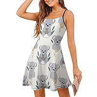 Cute Koala Women's Mini Dress Sleeveless Sundress Casual Tank Dress Beach Dress