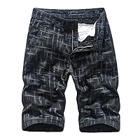 Mens Chino Shorts with Zipper Button Placket Summer Casual Printed Trendy Cargo Shorts Plus Size Combat Work Shorts