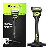 Gillette Labs with Exfoliating Bar by Gillette Razor for Men Neon Edition , 1 Handle, 1 Razor Blade Refill, Includes Premium Magnetic Stand