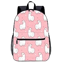 White Fluffy Alpaca Laptop Backpack for Men Women 17 Inch Travel Daypack Lightweight Shoulder Bag