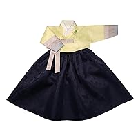 Hanbok Dress Girl Baby Korea Traditional Hanbok 100th Days 15 Ages Kid Junior Dol Party Celebration Navy Skirt Oriental Silk