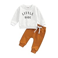 wdehow Toddler Baby Boy 2Pcs Outfits Letters Print Pullover Tops + Drawstring Pants Set Fall Winter Clothes