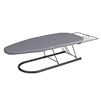 Household Essentials Tabletop Ironing Board, Compact Ironing Board with Iron Rest, Includes Door Hang, Perfect for Dorms and Small Spaces, Black with Gray Cover