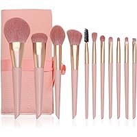 Makeup Brush Set 11Pcs Premium Synthetic Professional Makeup Brushes Foundation Powder Blending Concealer Eye Shadows Blush Makeup Brush Kit (Pink)