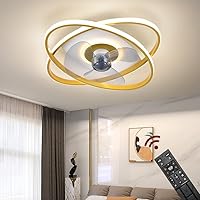 Ceiling Fan with LED Lighting Ceiling Lamp Fan 3343 Gold Diameter 50 cm with Remote Control Light Colour/Brightness Adjustable Dimmable LED Ceiling Light Fan Ceiling Light (Fan 3343 Gold)