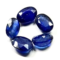 Natural Blue Sapphire Loose Gemstone 8X7 to 16X12 MM 5 Piece Lot Oval Shape for Jewelry Making