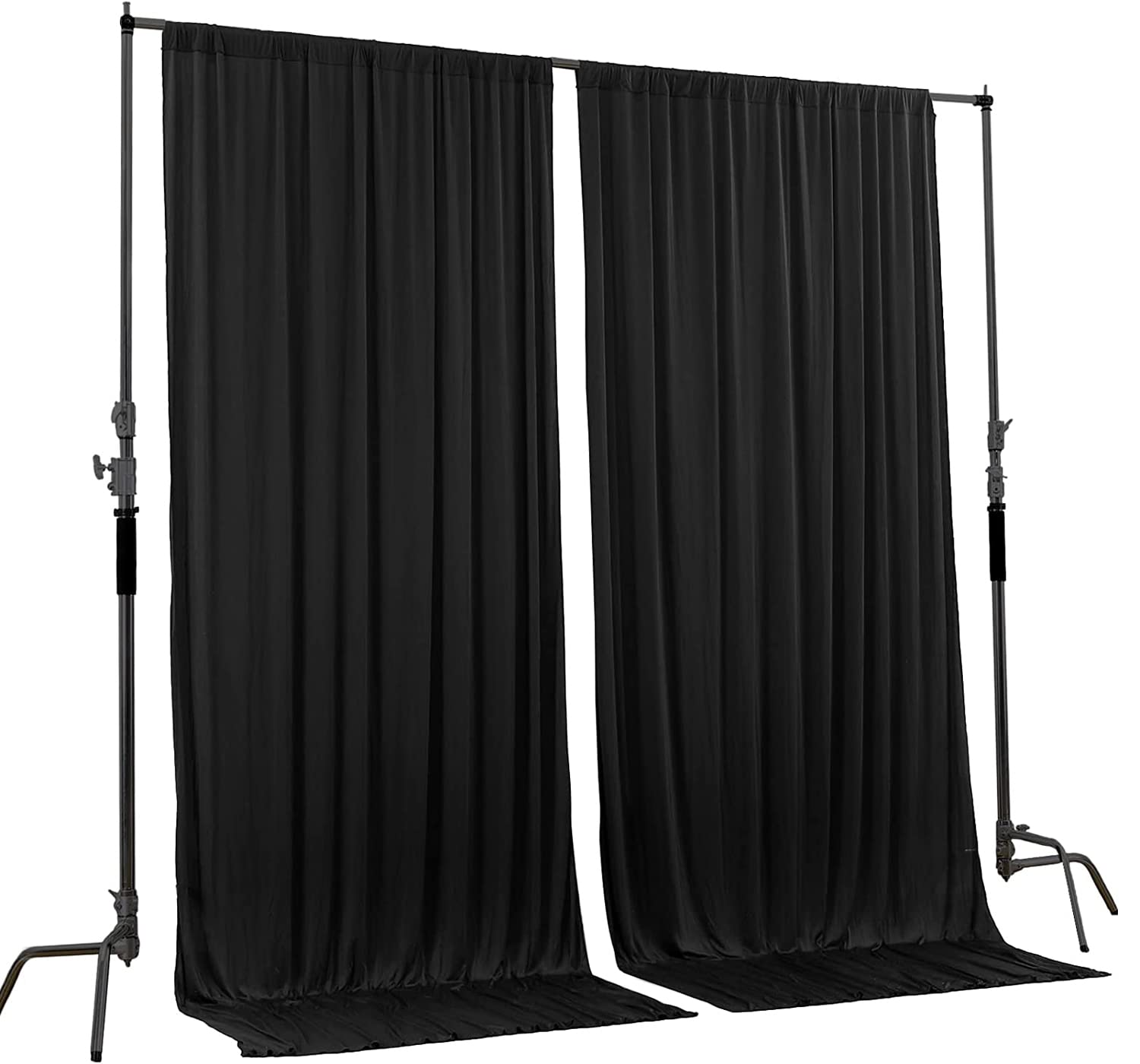 AK TRADING CO. 10 feet x 10 feet Polyester Backdrop Drapes Curtains Panels with Rod Pockets - Wedding Ceremony Party Home Window Decorations - Black