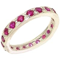 925 Sterling Silver Real Genuine Ruby Womens Eternity Ring