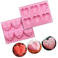 Diamond Heart Mousse Cake Mold Trays- Heart Mold for Hot Cocoa Bombs, Heart Silicone Mold Perfect for Valentine’s Day Chocolate Bomb,Cup Cake,Muffin,Jelly,Pudding, Craft DIY Cake Baking (pink)