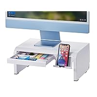 Bostitch Konnect Adjustable Monitor Riser with Drawer & Cell Phone Holder, Laptop Stand for Desk, 4 Height Levels, Cable Management & Rubber Feet