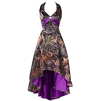 YINGJIABride Woman's Halter Camo Wedding Party Guest Evening Dress Bridesmaid Dresses High Low 2024