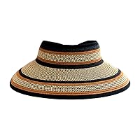 San Diego Hat Company Women's One Size Ultrabraid Visor with Ribbon Trim and Black Velcro, Mixed Brown