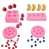 4pcs/set Fruit Shaped Jelly Molds 3d Strawberry, Orange,Raspberry & Blueberry Silicone Fondant Molds Soap Embed Molds Wax Embeds,Wax Melts Molds,Candy Mold for Cake Cupcake Topper Decoration