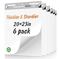 Sticky Easel Pads, Anchor Chart Paper, Chart Paper for Teachers, Upgraded Dual-Purpose for Flip Chart and Dry Erase Board, Srong Adhesive & Bleed-Resistant, 20 x 23 inch, 30 Sheets/Pad, 6 Pads