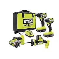 RYOBI ONE+ HP 18V Brushless Cordless Compact 4-Tool Combo Kit with (2) 2.0 Ah Batteries, Charger, and Bag