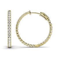 Lab Grown Diamond Inside-Out Womens Hoop Earrings (SI1-SI2, G-H) 1.80 ctw 14K Gold