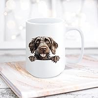 Funny Coffee Mug German Wirehaired Pointer Novelty Cup Pet Dog Ceramic Mug White Tea Cup Coffee Cup Tea Milk Mug for Women Men 15 Ounces