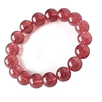 Natural Red Strawberry Quartz Crystal Love Round Beads Women Men Bracelet 12mm AAAA
