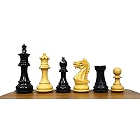 Wooden Staunton Chess Pieces With 2 Extra Queens- 3.5 Fierce Knight Weighted Chessmen In Ebonised Boxwood|Unique Chess Set