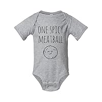 One Spicy Meatball, Cute Onesie, Sweet Baby Bodysuit, Graphic Onesie, Shirts With Sayings, Heather Gray, Chill, or Lavender (6 MO, Heather Gray)