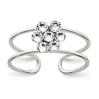 Sterling Silver Synthetic CZ Flower Toe Ring