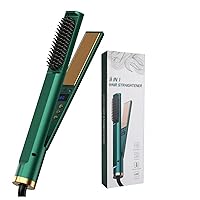 Portable Hair Straightener, 3 in 1 Hair Flat Iron, with 12 Temp Hair Straightener and Curler 3 in 1, for Short Hair, Curls Bangs, Travel,Green