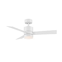 Axis Smart Indoor and Outdoor 3-Blade Ceiling Fan 44in Matte White with 3000K LED Light Kit and Remote Control works with Alexa, Google Assistant, Samsung Things, and iOS or Android App