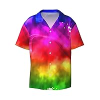 Colorful Fog Men's Summer Short-Sleeved Shirts, Casual Shirts, Loose Fit with Pockets