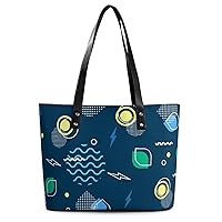 Womens Handbag Geometric Pattern Leather Tote Bag Top Handle Satchel Bags For Lady