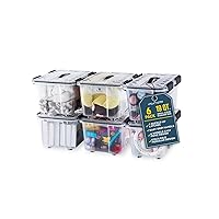 Stackable Storage Box Set - 6 Pieces 19 Quarts Multi-purpose, Space-Efficient Stackable Storage Boxes with Nestable Design, Secure Latches, Easy-Move Wheels & Pull-Out Base - Clear