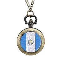 Guatemala Paisley Flag Vintage Pocket Watch Arabic Numerals Scale Quartz with Chain Christmas Birthday Gifts