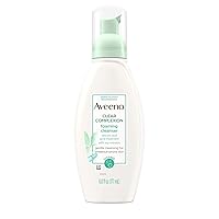 Aveeno Clear Complexion Foaming Oil-Free Facial Cleanser with Soy Extract & 0.5% Salicylic Acid, Acne Treatment Face Wash for Acne-Prone Skin, Sulfate-Free & Hypoallergenic, 6 fl. oz