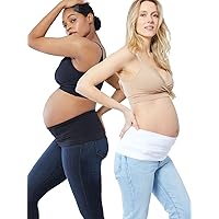 Ingrid & Isabel Bellaband, Maternity Jeans & Pants Extender, Everyday Soft & Seamless Belly Band, 2-Pack, Black & White, Womens Size 3