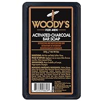 Woody's Activated Charcoal Bar Soap for Men, with Coconut Oil, Bergamot and Coffee, Detoxifying, Deep Cleansing, Exfoliating, For Face and Body, Suitable for All Skin Types, 8 oz., 1-Pack