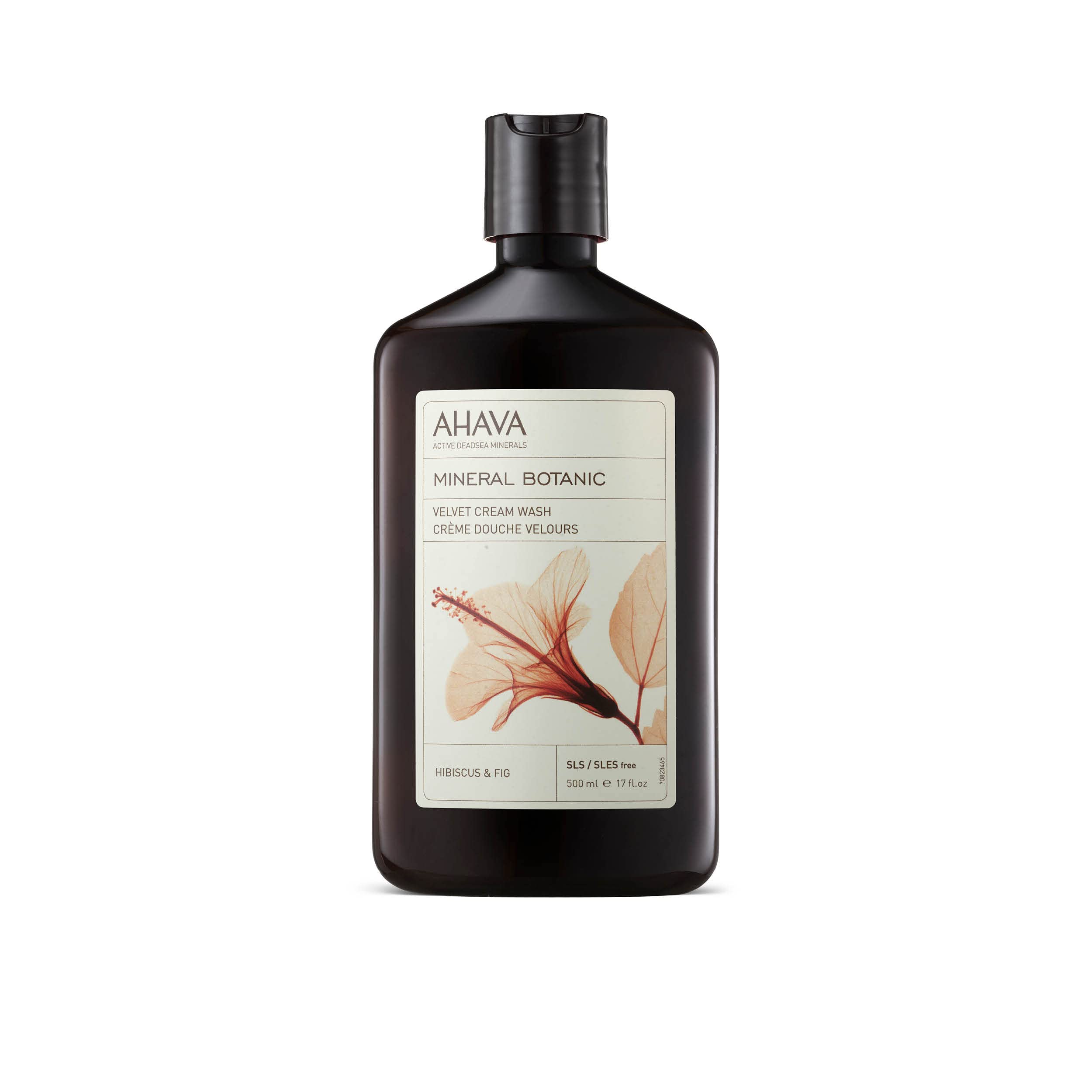 AHAVA Mineral Botanic Velvet Cream Body Wash, Hibiscus & Fig - Washes Away Dirt and Impurities, Relaxes, Enriched with Exfoliating Hibiscus with Malic & Citric Acid, Fig & Exclusive Osmoter, 17 Fl.Oz