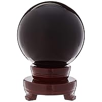 Amlong Crystal Meditation Divnation Sphere Feng Shui Crystal Ball, Lensball, Decorative Ball with Wooden Stand and Gift Box, Black, 4.2 inch (110mm) Diameter