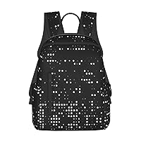 Black Round Dot print Lightweight Laptop Backpack Travel Daypack Bookbag for Women Men for Travel Work