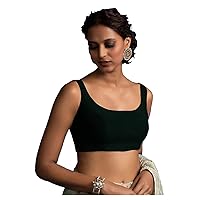 Women's Readymade Banglori Silk Black Blouse For Sarees Designer Indian Bollywood Padded Stitched Choli Crop Top