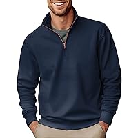 Mens Quarter Zip Up Long Sleeve Sweatshirt With Pockets Loose Fit Casual Outdoor Pullover Athletic Golf Sportwear