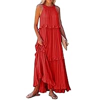 Sundresses for Women, Women's Long Vacation Dress Big Swing Beach Flowy Summer Casual, S, XXL