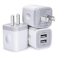 Charger Block, USB Wall Charger, 3Pack Dual Port 2.1Amp Fast Charger Brick Base Adapter Charging Cube Plug Box Compatible iPhone 15 14 13 12 X 6 6S 7 8 Plus, iPad, Samsung, Android