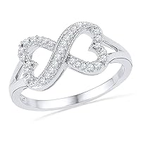 The Diamond Deal 10kt White Gold Womens Round Diamond Infinity Heart Ring 1/6 Cttw