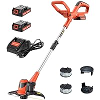 PAXCESS Cordless String Trimmer/Edger, 20V 10-Inch Weed Eater with 2Pcs 1.50Ah Batteries, 1Pcs Charger and Replacement Spool Line, Length Adjustable