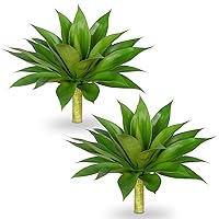 Artificial Agave Plants,Large UV Resistant Fake Agave Planters for Indoor and Outdoor Decorating (2Pack, 18