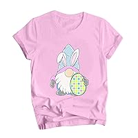 Womens Long Sleeve Tops Black and White Easter Bunny Print T Shirt Loose Crew Neck Short Sleeve Top Ladies Tee