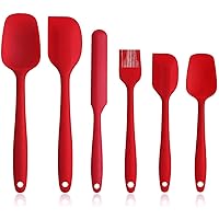 Set of 6 Silicone Spatulas Silicone Heat Resistant Rubber Spatula Set For Non Stick Cookware Cooking Baking Mixing Kitchen Utensils, BPA FREE, Dishwasher Safe, Red