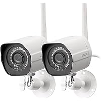 Outdoor Wireless Security Camera System, 2 Pack 1080p Full HD Smart Home Indoor Outdoor WiFi IP Cameras with Night Vision, Plug-In, Compatible with Alexa